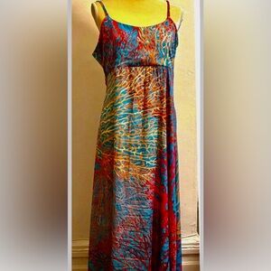Colorful Abstract Print Spaghetti Strap Dress
